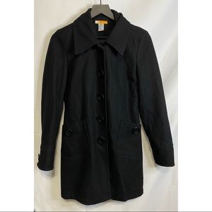 Anthro Tulle Black Snap Button Pea Coat Size L